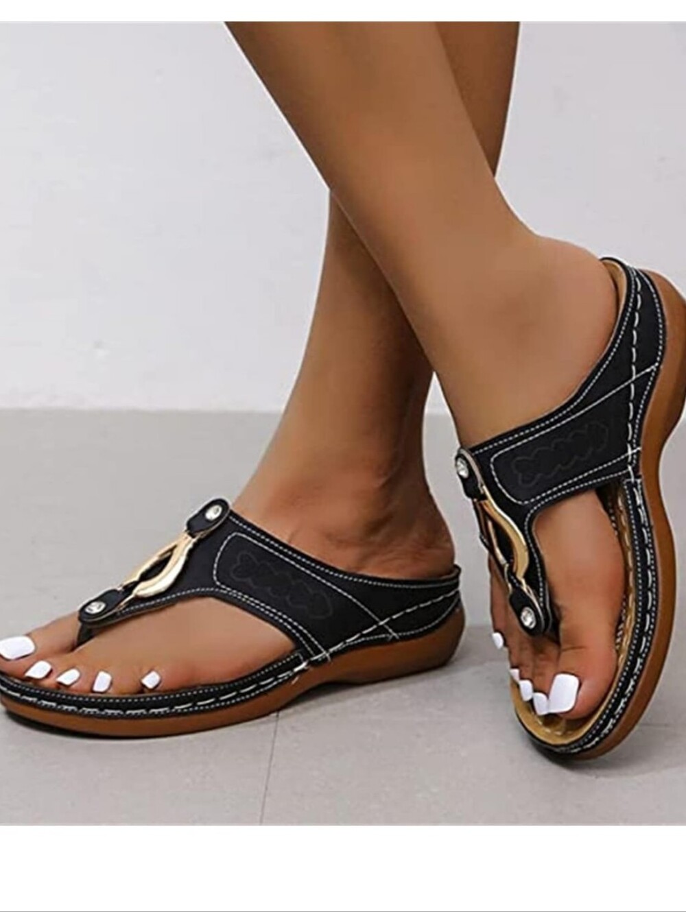 Orthopedic Wedge Thong Flips Flops Sandals Open Toe Slip On Lightweight 8 - 8.5